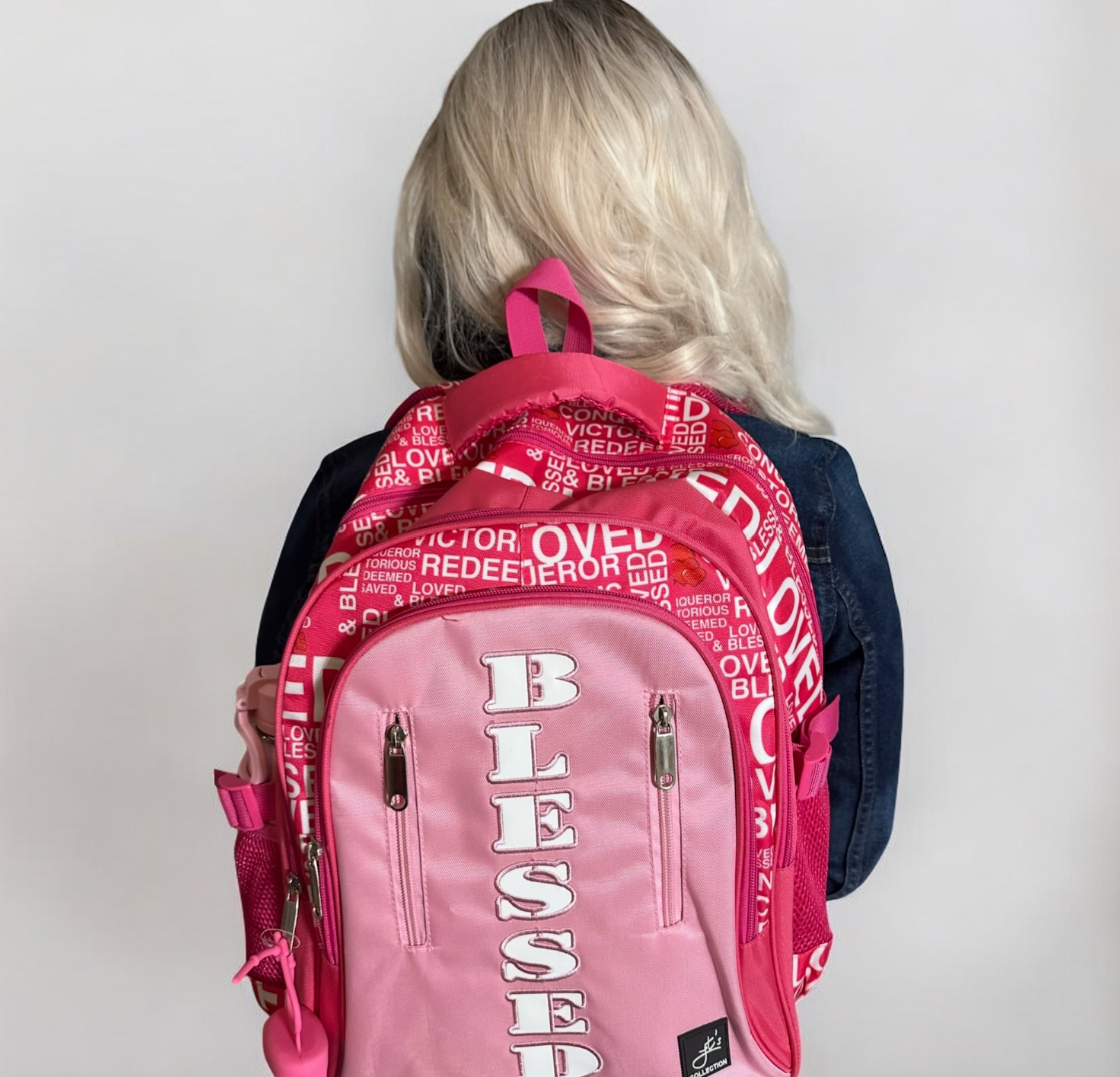 Pink Designer BLESSED Backpack kids & adult - Image 10