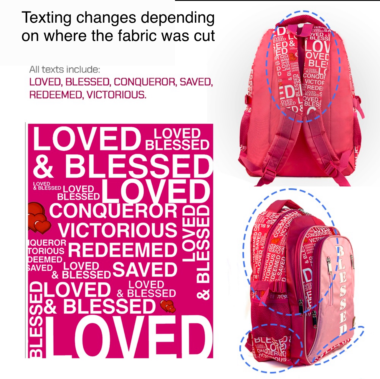 Pink Designer BLESSED Backpack kids & adult - Image 7